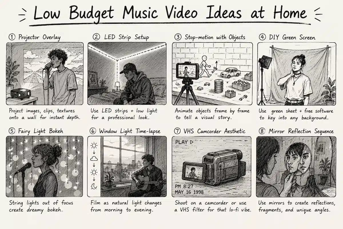 Low budget music video home setup with LED lights