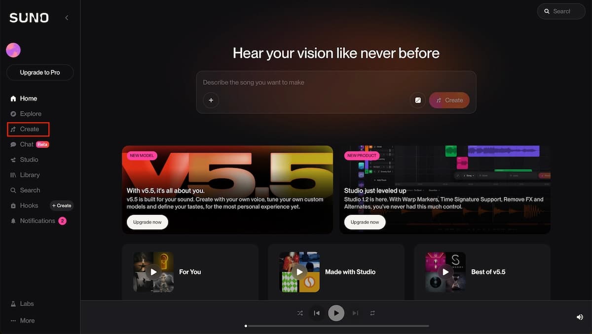 Open Suno AI Music Generator