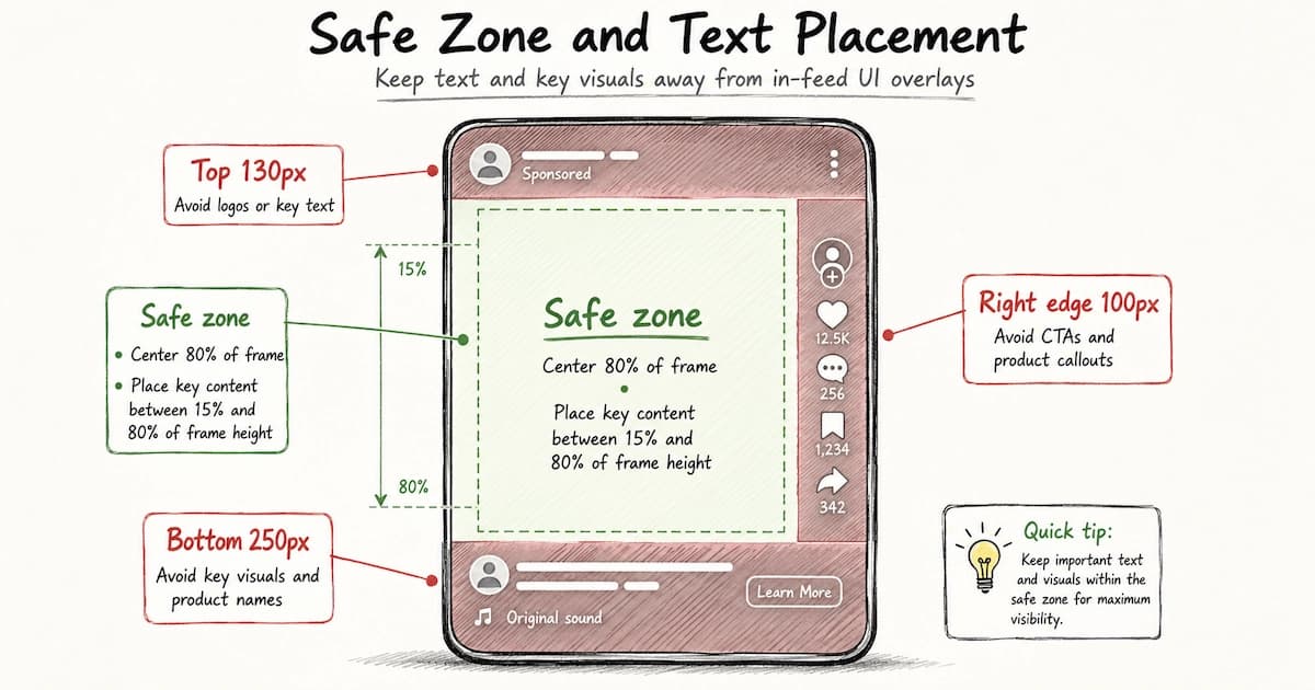 TikTok Ad Video Safe Zone and Text Placement