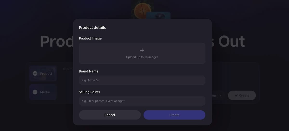 Input the product information in VidMuse AI