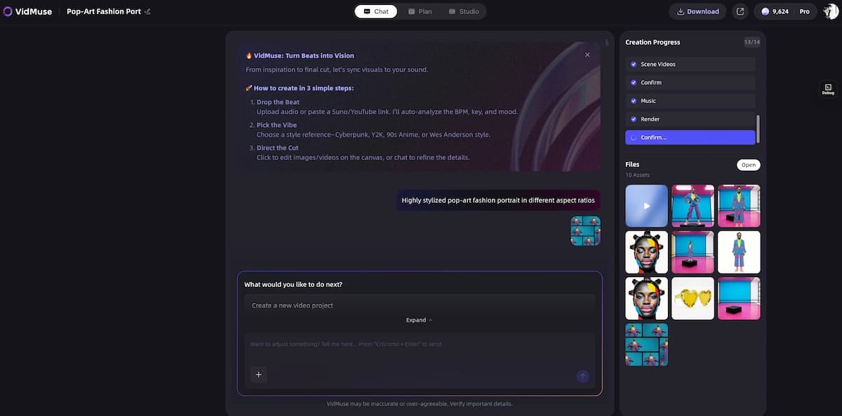Start a project in VidMuse AI