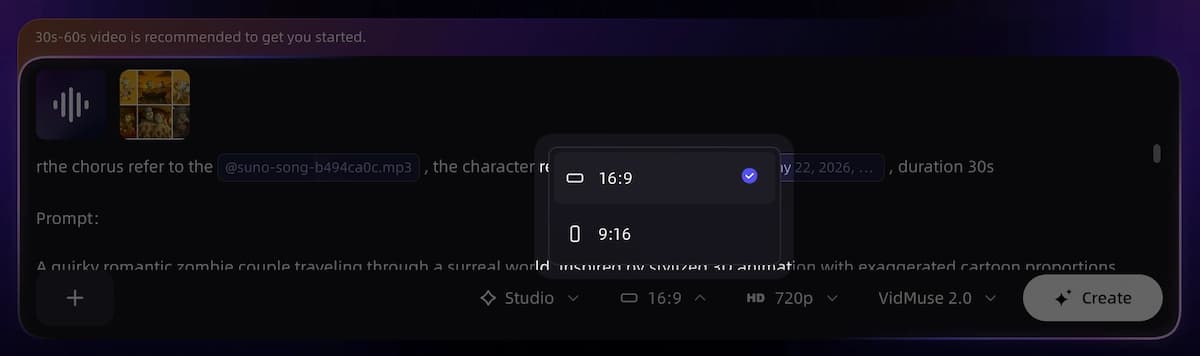 VidMuse Aspect Ratio Setting