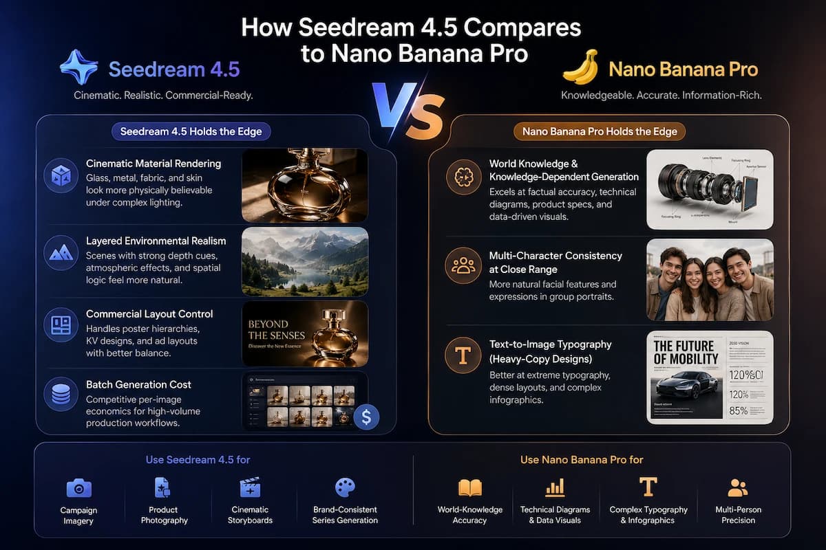 Seedream 4.5 versus Nano Banana Pro cinematic portrait comparison
