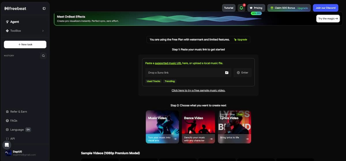 Freebeat AI lyric video maker automated syncing