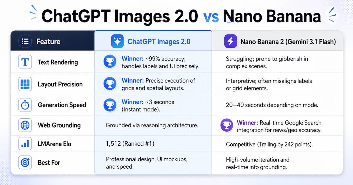 Side-by-side comparison of GPT Image 2 and Nano Banana