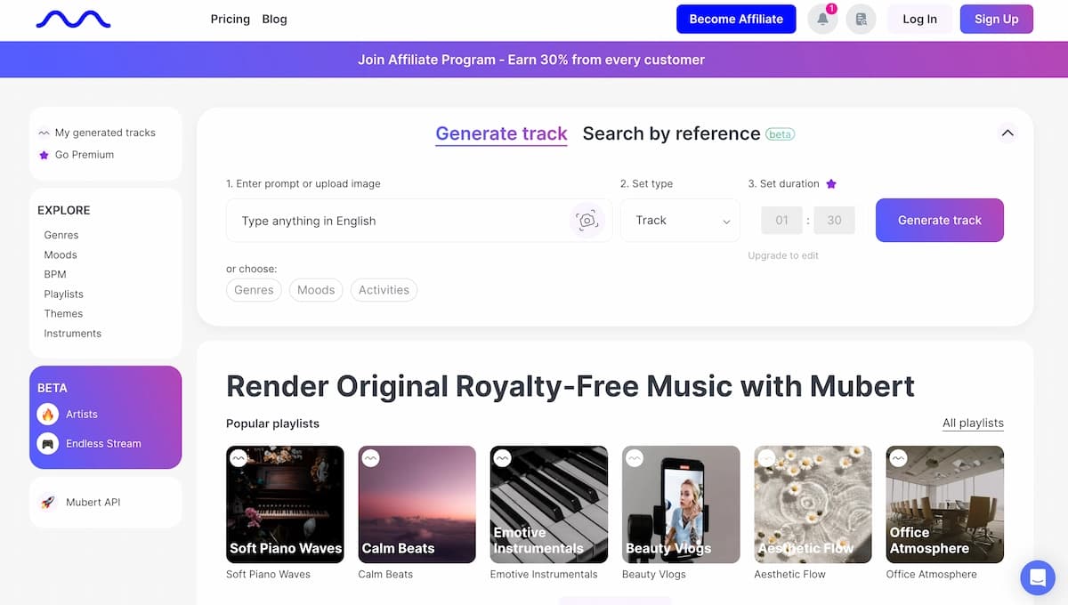 Mubert AI Music Generator