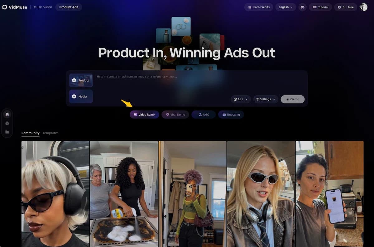 VidMuse AI Unboxing Ad Video Maker Template