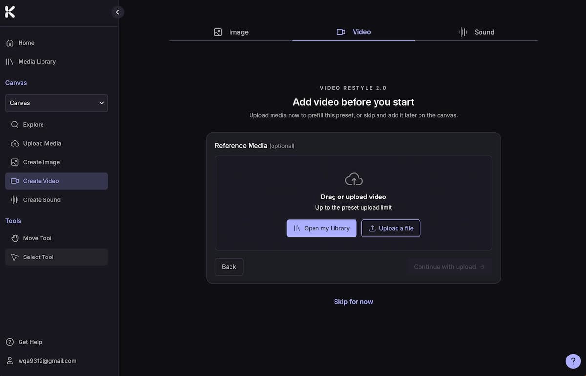 Kaiber AI music video generator stylized canvas workflow