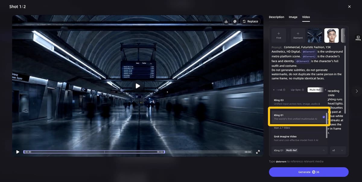 Kling O1 inside VidMuse AI