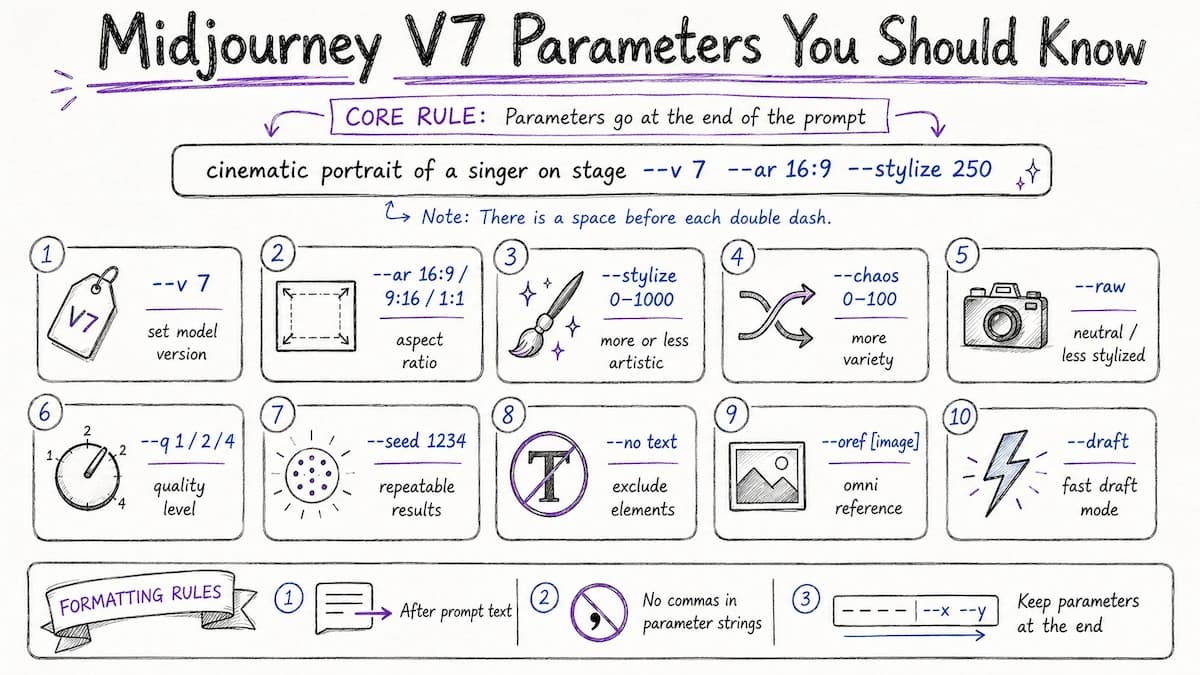 Midjourney V7 parameters and generation controls