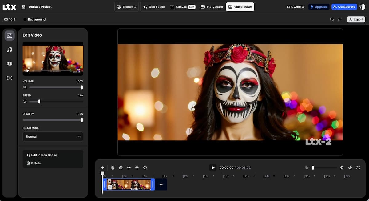 Assemble LTX Studio shots in timeline editor