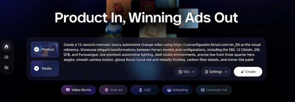 Inputting B2B product information into VidMuse for LinkedIn ad