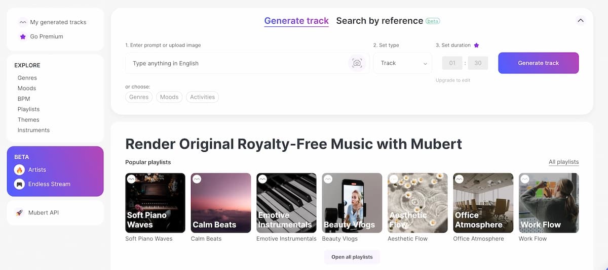 Mubert AI Music Generator