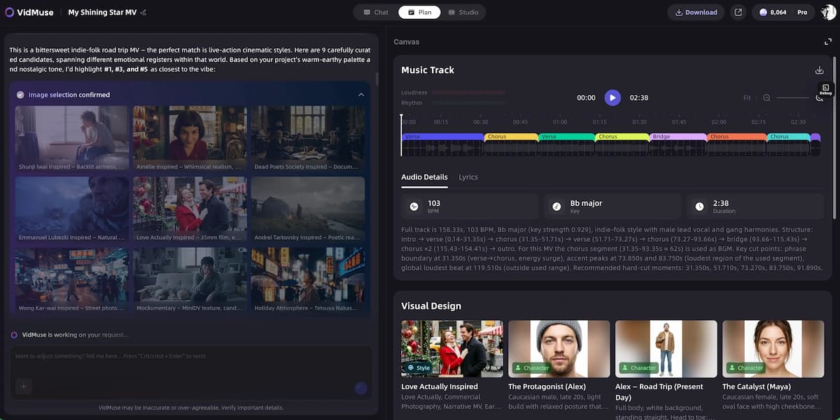 AI music visualizer waveform synced to indie track in dark studio UI