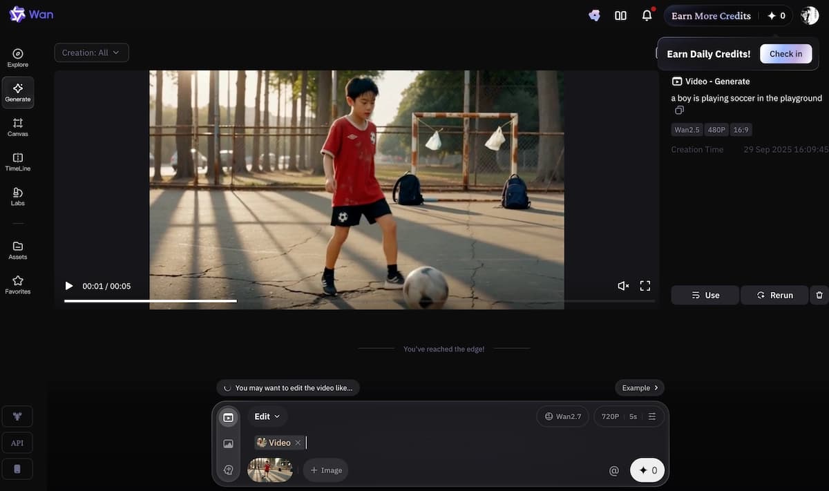 Wan 2.7 instruction-based video editing example