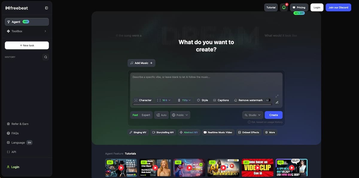 Freebeat AI music video generator beat synced social clips