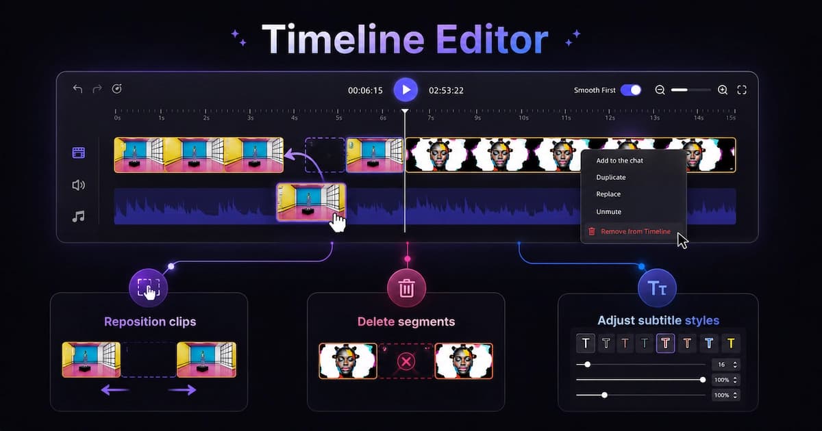 VidMuse 2.0 timeline editor for video adjustments