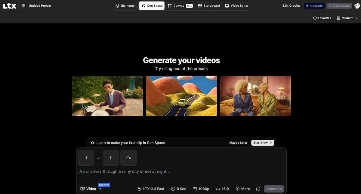 Choose LTX Studio starting point for AI video production